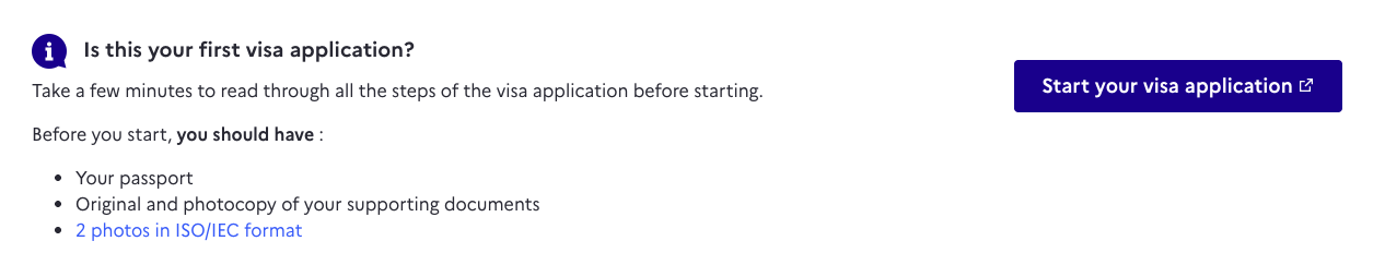 Screenshot of France-Visas online application form page